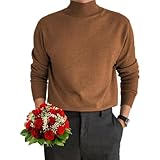 windehao maglione da uomo in cashmere, maglione basic da uomo a collo alto, comodo maglione a collo alto da uomo (marrone, xl)