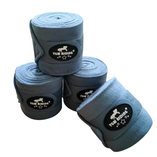 Image of Horse Polo Leg Wraps, Equine Fleece Polo Wraps (Set of 4) - Horse Leg Bandages (Light Blue)