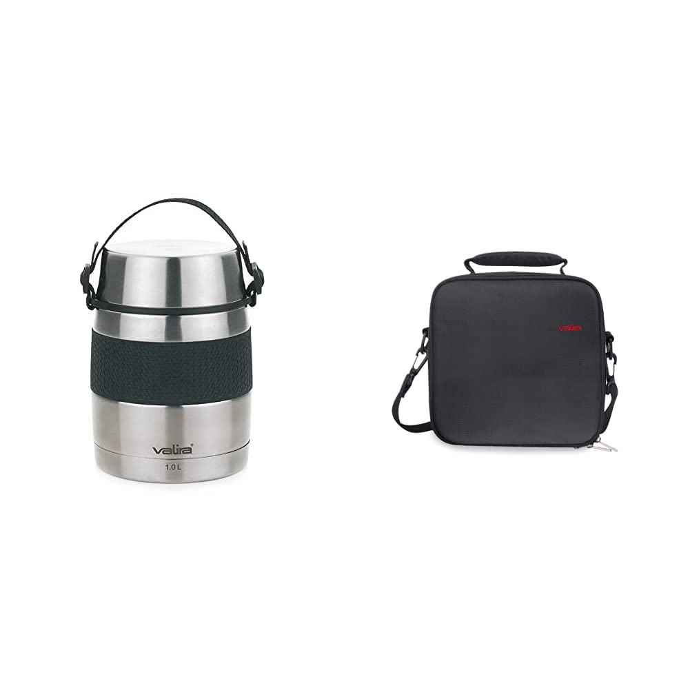 Termo para sólidos de acero inoxidable Valira Inoxterm con bolsa negra elegancia