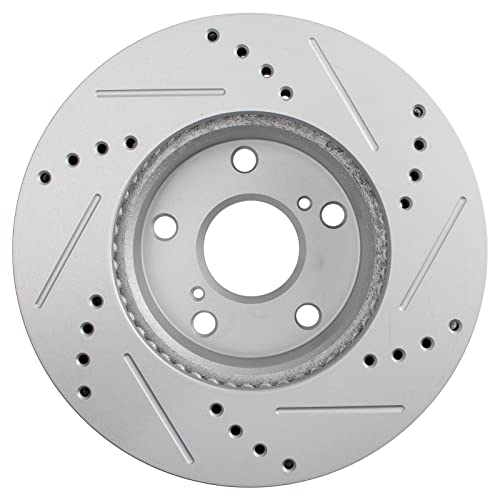 Image of TRQ Performance Front Brake Pad and Rotor Set Ceramic Slotted Drilled