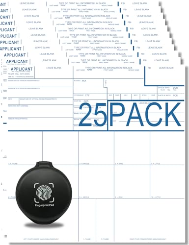 Fingerprint Cards FD-258 Reusable Ink Pad 25 Pack Fingerprint Cards