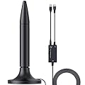 Nestetr Amplified HD Digital TV Antenna, 300 Miles Long Range Indoor HDTV Antenna with Amplifier, Supports 4K 1080P VHF UHF TV Channels, Black