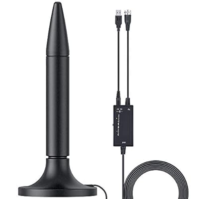 Nestetr Amplified HD Digital TV Antenna, 300 Miles Long Range Indoor HDTV Antenna with Amplifier, Supports 4K 1080P VHF UHF TV Channels, Black