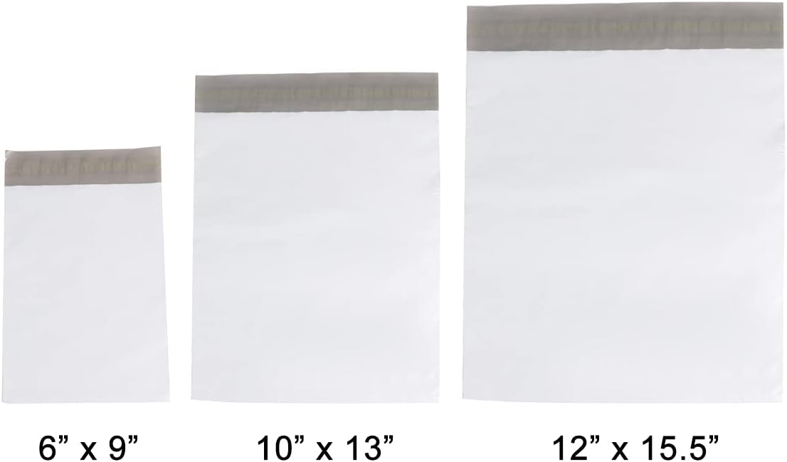 Poly Mailers 10"x13" White Self Sealing Shipping bags Mailer Postal Envelopes Adhesive Tape 500 Pcs