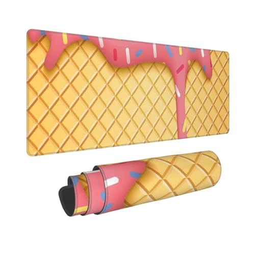 Tapis de souris crème glacée 30x80 grand format xl sous-main bureau design gaufre