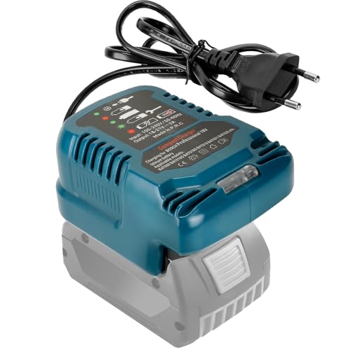 Ladegerät Ersatz für Bosch Professional 18V System Akku, Tragbares Mini Schnellladegerät mit LED Anzeige für Bosch 18 Volt GBA Batterie BAT609 BAT610G BAT618G BAT619 BAT621 (für Bosch GBA)