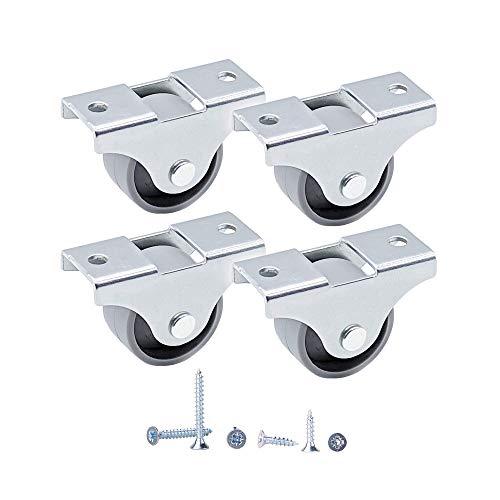 Lot de 4 roulettes fixes en plastique de 25 mm avec plaques de montage et vis incluses Cover
