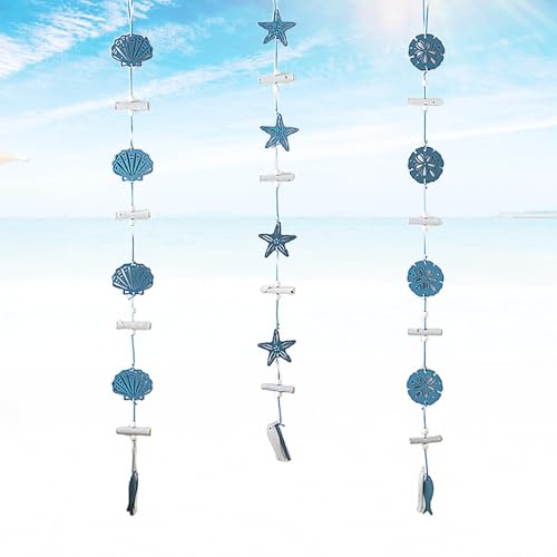 LUMOOM 3er Pack Maritime Holz Deko Set Mit Seestern Jakobsmuschel...