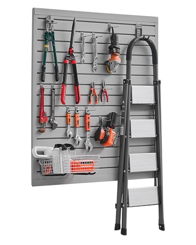 VEVOR Panneau à Lattes Mural Garage, 1230 x 1235 mm, Panneau Rangement Outils en PVC avec Conception Modulaire, Porte-outils Muraux pour Affichage, Organisation,...
