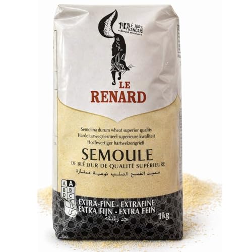 Semoule de Blé Dur Extra-Fine Le Renard, Qualité Supérieure, 1kg - Idéale Gâteau de Semoule, pains, Semoule au Lait et Desserts Moelleux – Texture Lisse et Fondante