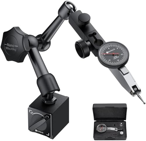 Neoteck 0.03"/0.0005" Dial Test Indicator and 90lbs/40kg Magnetic Base Set