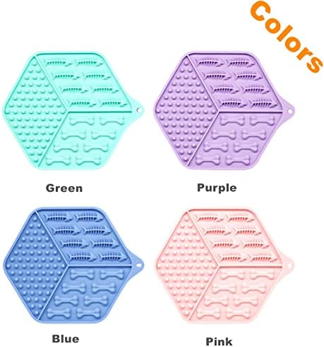 TAIYUNWEI Licky Mats for Dogs, 2PCS Slow Feeding Licking Mat with Suction Cup (Blue Dog Lick Mats + Green Licking Pad for Dogs) for Dog Peanut Butter/Cat Treats(Anti-slip, Food Grade Silicone)