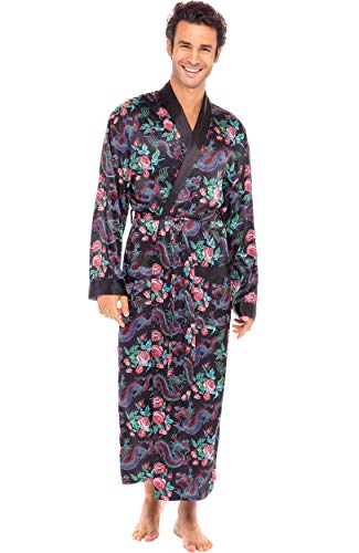 Alexander Del Rossa Men's Lightweight Satin Robe, Long