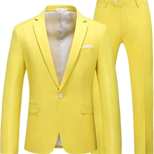 Men's Slim 2-Piece Tuxedo Set - One Button Blazer Vest Pants | Solid Prom Wedding Formal3