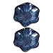 Yardwe 2 Sztuk Ceramiczny Przyprawa Naczynia Lotus Kształt Sos Mini Bok Przyprawa Dania Sushi Soja Zanurzenie Miska Przystawka Płytki Do Domu Kuchnia Bbq Ciemnoniebieski
