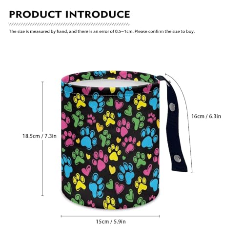 Image of Colorful Dog Paw Car Garbage Can Mini Car Trash Bin Hanging Headrest with Adjustable Buttons Multipurpose Cars Organizer