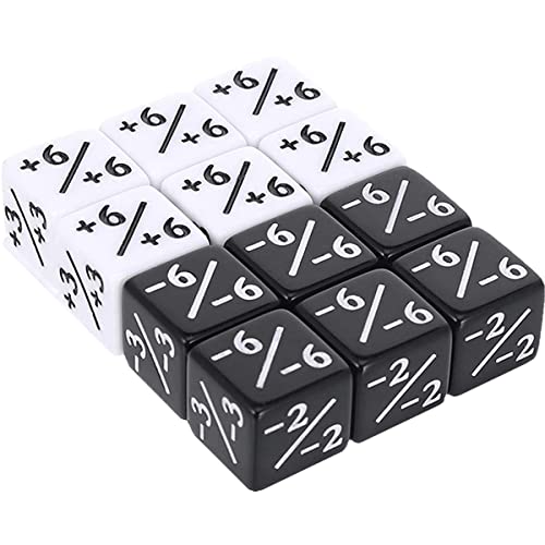 Dados RPG y DND blanco +1/+1 y negro -1/-1 para juegos de rol y MTG