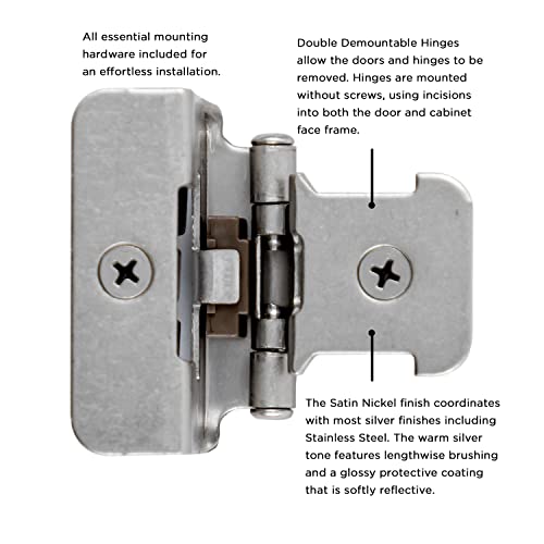 Hickory Hardware P5310-Sn Double Demountable Hinge, Satin Nickel #TOP27