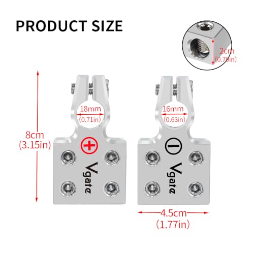 Vgate Car Battery Terminal Connectors, 4-Way Lead-Acid Battery Terminal, AGM Post Terminal Ends Connect, 2AWG up to 2/0 Wire for SAE/DIN/EN, Compatible with Cars, Vans, Trucks and More