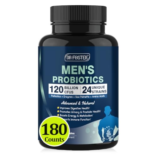 DRFOSTER Probiotics for Men Digestive Health, 120 Billion CFU, 180 Capsules