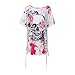 Produktbild MRULIC Nuue T-Shirt mit Bändern Skull Head Muster Bluse für Damen Sommer Sweatshirt(Pink,EU-50/CN-5XL)