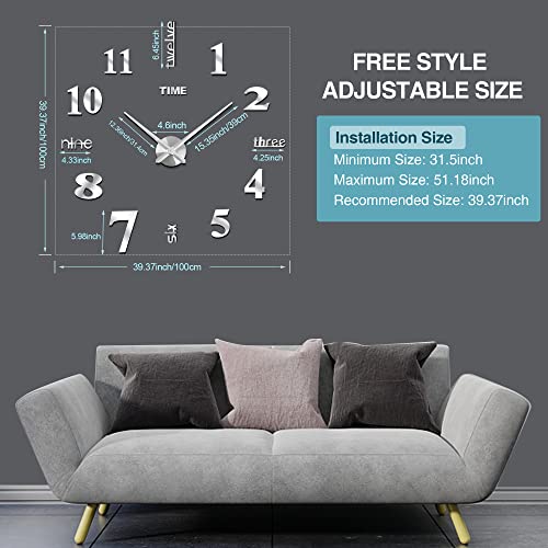 Ferrisa Frameless Wall Clock (Silver) #TOP4