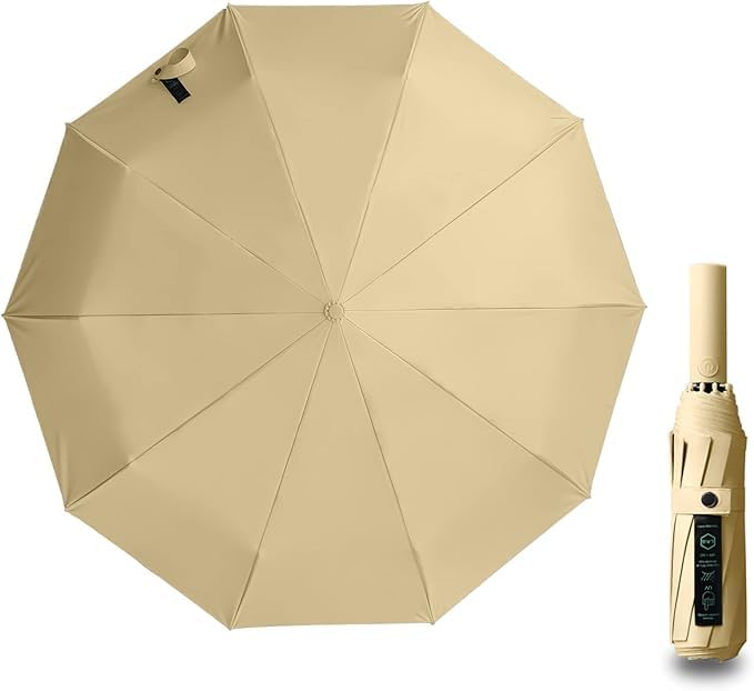 – Windproof Travel Umbrella, UV Protection, Compact Folding, Automatic, for Men & Women, One Size, Carabiner Handle