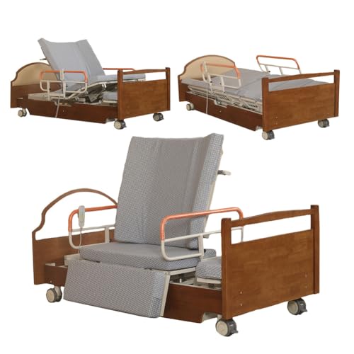 AEXET Cama de Hospital Premium de 8 Funciones con inclinación Lateral, Camas médicas Totalmente eléctricas con función de rotación, Dispositivo de Asistencia de enfermería para Personas