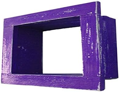 Wood/Wooden Shadow Box Display - 9" x 6" - Purple - Decorative Reclaimed Distressed Vintage Appeal