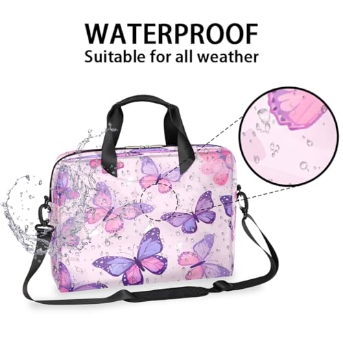 Maletín delgado para laptop 16 pulgadas morado con mariposa miniatura 2
