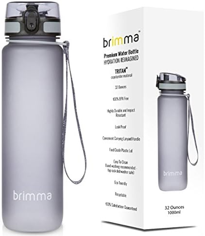 Brimma Premium Sports Water Bottle with Leak Proof Flip Top Lid - Eco Friendly & BPA Free Tritan Plastic - Must Have for The Gym, Yoga, Running, Outdoors, Cycling, and Camping