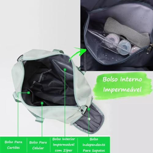 Bolsa Mala de Mão Feminina Grande Transversal Viagem Espaçosa 10 Kg Bordo Rigida Zíper Academia Nece