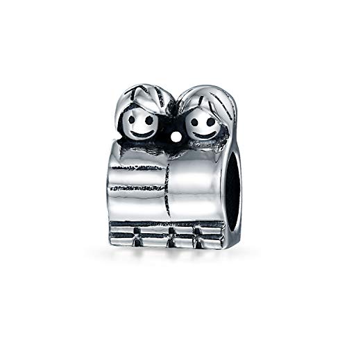 BFF Happy Friendship Family Brother Sister Friends Charm Bead For Women Teen Oxidized .925 Sterling Silver Fits European Bracelet