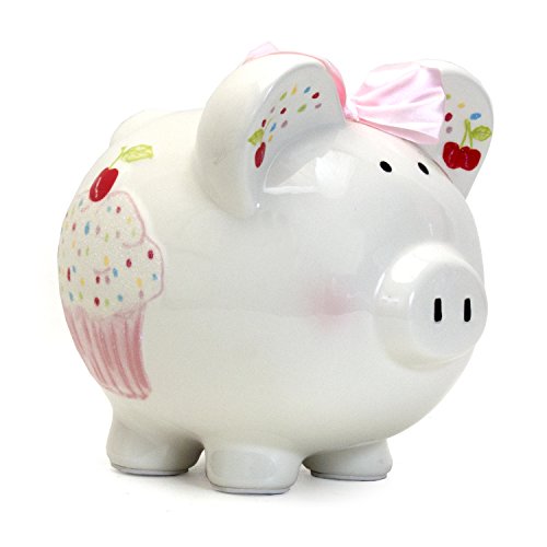 Child to Cherish Ceramic Piggy Bank for Girls, Sprinkle Cupcake
