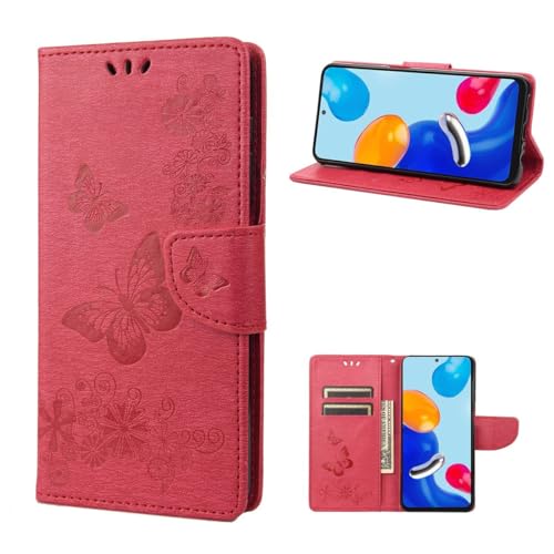 Étui pour Xiaomi Redmi Note 11 König Design clapet rouge