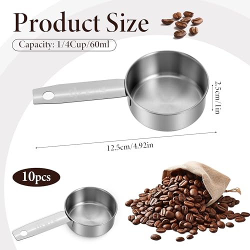 Juego 10 cucharas medidoras 1/4 taza 60ml acero inox miniatura 3