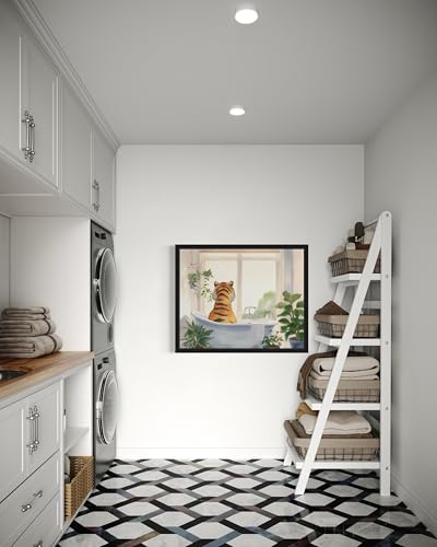 Image of Tiger Black Framed Wall Art Poster Print, Animal Bathtub Restroom Wall Art Painting for Bathroom Decor Gallery Gallery 30 (Tiger 1, 10 inch L x 8 inch W, Black Frame)