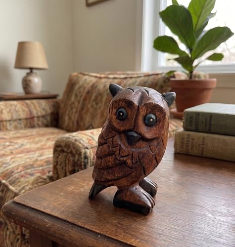 Figura de Búho Tallado en Madera 5 Pulgadas miniatura 2