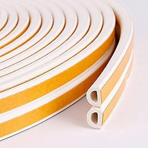 Image of Stick&Seal D Shaped (Brown) Self-Adhesive EPDM Doors and Windows Foam Seal Strip Soundproofing Collision Avoidance Rubber Weather Strip 6 Meter (2 x 3 M = 6 Meter) (1, White)