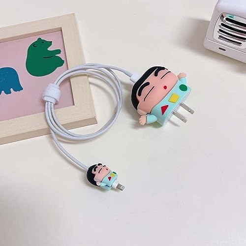 Image of VEROX 3D pattern Compatible with Apple Charger Protector iPhone Charger Case and Adapter Cover Wire Cover for 18W & 20W | Cute Case Protector -Shinchan