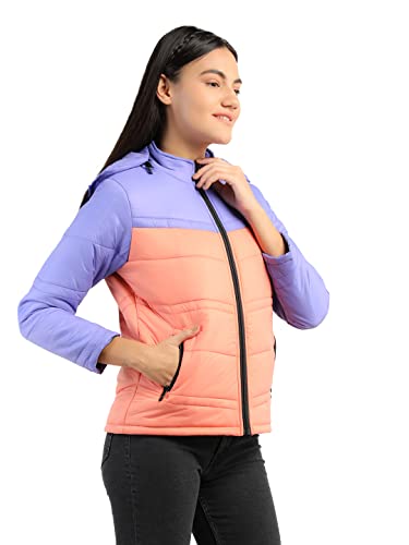 Image of CHKOKKO Women's Winter Quilted Jacket Lavender Light Peach - Polyester, Standard Length, S