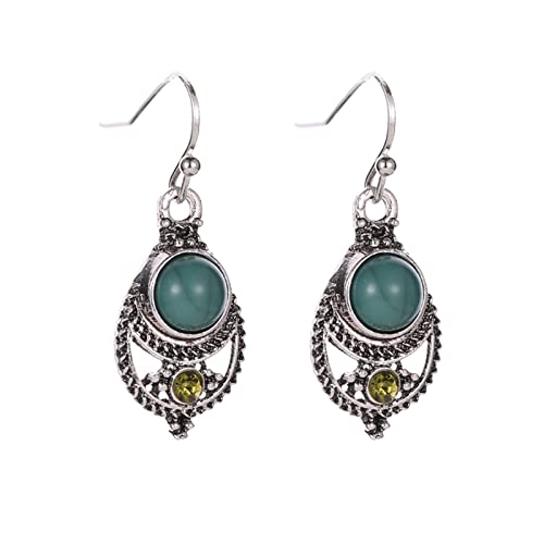 Rizado Gigante Caimán Acortar Moda Mujer Bohemio Turquesa Pendientes Colgantes Temperamento Pendientes joyería Regalos Rizado Corazón Cereza Nupcial Acortar (A, One Size) Cover