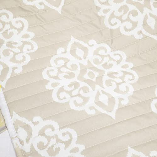 Image of Lush Decor Leah Reversible Floral Quilt Set, 8 Piece Set, King, Yellow & Gray - Charming Floral Bedding Set With Pillow Cases, Decorative Throw Pillows & Bed Skirt- Large Watercolor Flowers