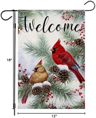 Cardinal Welcome Winter Garden Flag 12x18 inch Double Sided Xmas Home Holiday Outdoor Yard Lawn Decor -B 12x18 inch image 5