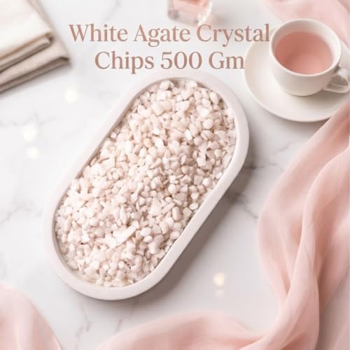 Image of White Agate Crystal Chips (500 Gm) | Natural Gemstones for Peace, Emotional Balance & Positivity | Healing Crystal Stones for Reiki & Meditation | DIY Jewellery Making & Spiritual Home Decor