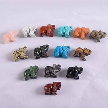 象の置物 天然石素材 幸運の象徴 天然水晶 象(ゾウ)彫り置物 サイズ 約30mm×40mm前後