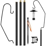 CHENGMAY ランタンスタンド ランタンポール 1.5mm極厚ポール 頑丈 打ち込み式 テーブル 2way 軽量 コンパクト 自立式 安定性強化 耐荷重2kg アウトドア キャンプ用品 収納ケース付き (2世代-2way-ブラック)