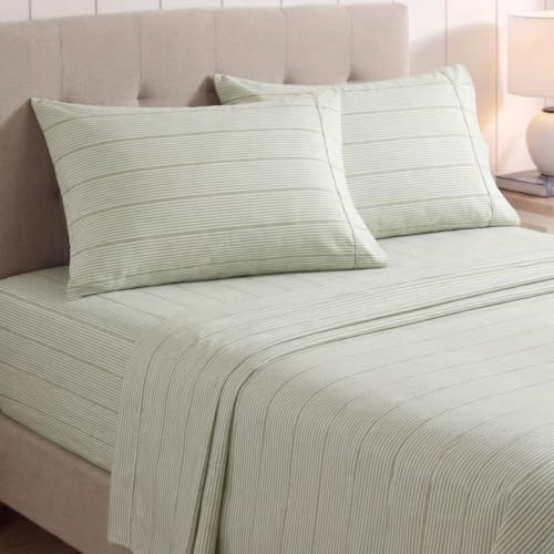 Nautica - Twin XL Size Sheets Set, Crisp & Tailored Floral Bedding with a Smooth Cotton Percale, Bed Sheets with Matching Pillowcase & Fitted Sheet (Ellipse Stripe Green) by Nautica - Used condition - Image 4