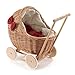 e-wicker24 DESAYER Chariot de poupée en saule avec linge de lit en lin, jouet en osier naturel pour enfant, cadeau pour enfant (rouge)