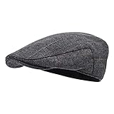 STARANCE Men Hat Wool Blend Newsboy Ivy Tweed Flat Cap (Plaid Gray, 7 1/2)